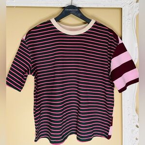 No.6 store shirt
Striped Short Sleeve Top in Pink and Purple
